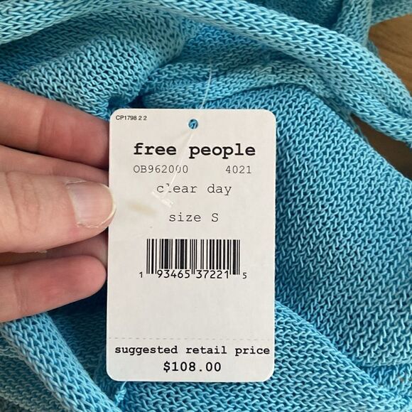Free People Oh Hello Blue Clear Day Lightweight Belted Knit Cardigan Size Sm NEW - Picture 8 of 8